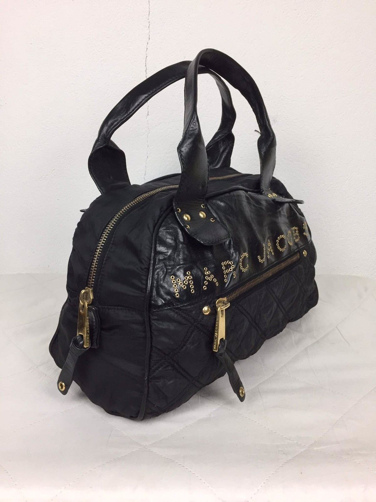Marc Jacobs Marc Jacobs Black Leather Logo Bowler Tote Bag Size ONE SIZE - 9 Thumbnail