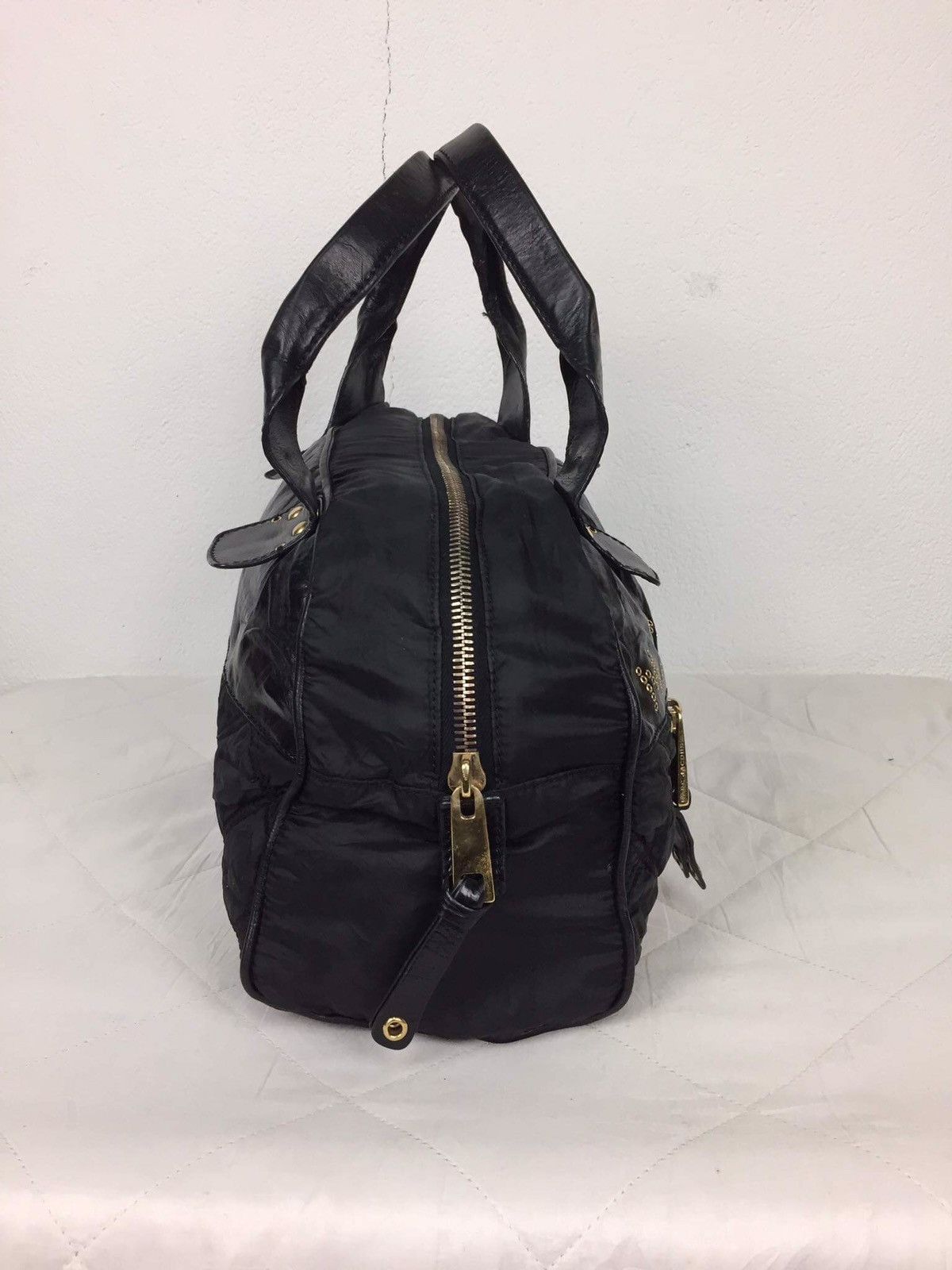 Marc Jacobs Marc Jacobs Black Leather Logo Bowler Tote Bag Size ONE SIZE - 8 Thumbnail