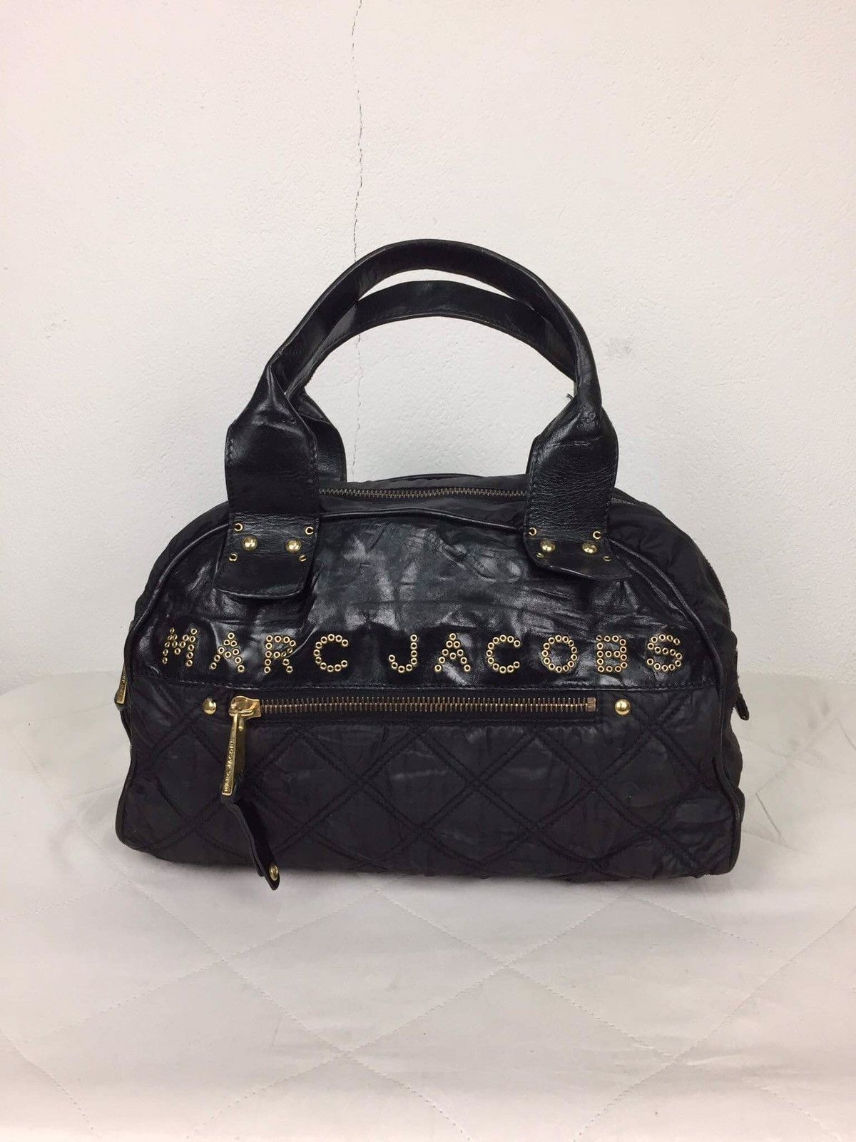 Marc Jacobs Marc Jacobs Black Leather Logo Bowler Tote Bag Size ONE SIZE - 1 Thumbnail