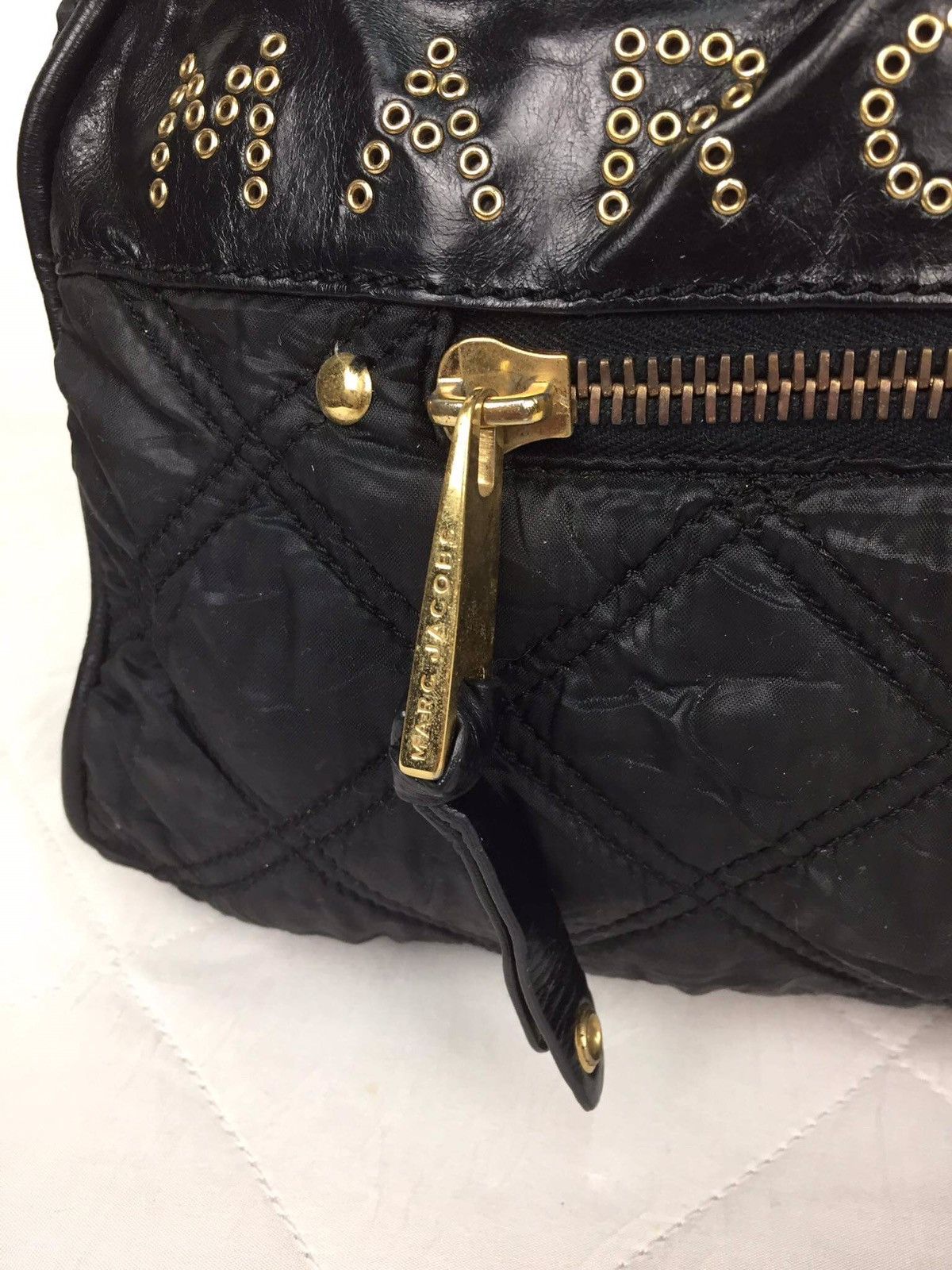 Marc Jacobs Marc Jacobs Black Leather Logo Bowler Tote Bag Size ONE SIZE - 2 Thumbnail