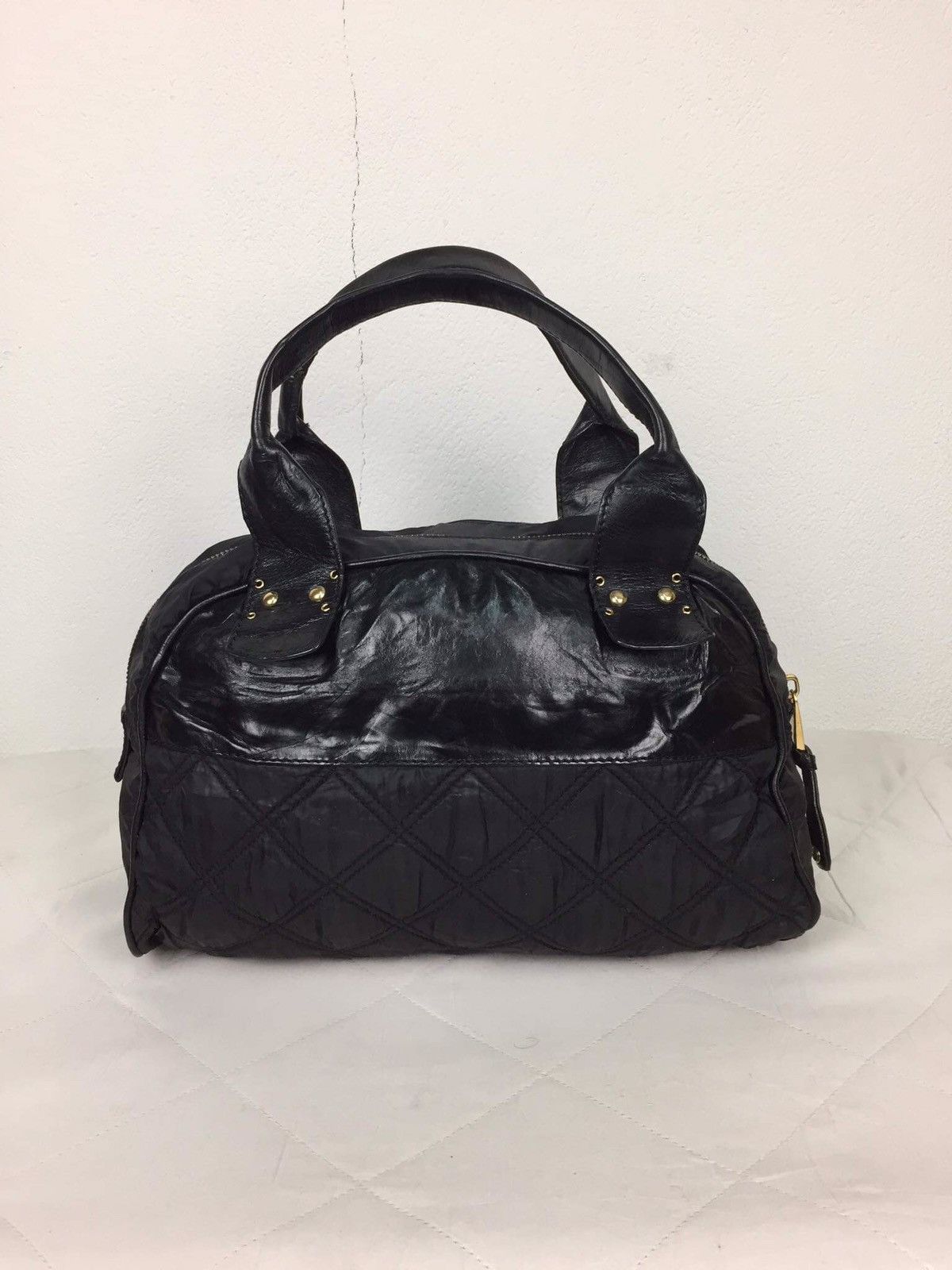 Marc Jacobs Marc Jacobs Black Leather Logo Bowler Tote Bag Size ONE SIZE - 6 Thumbnail