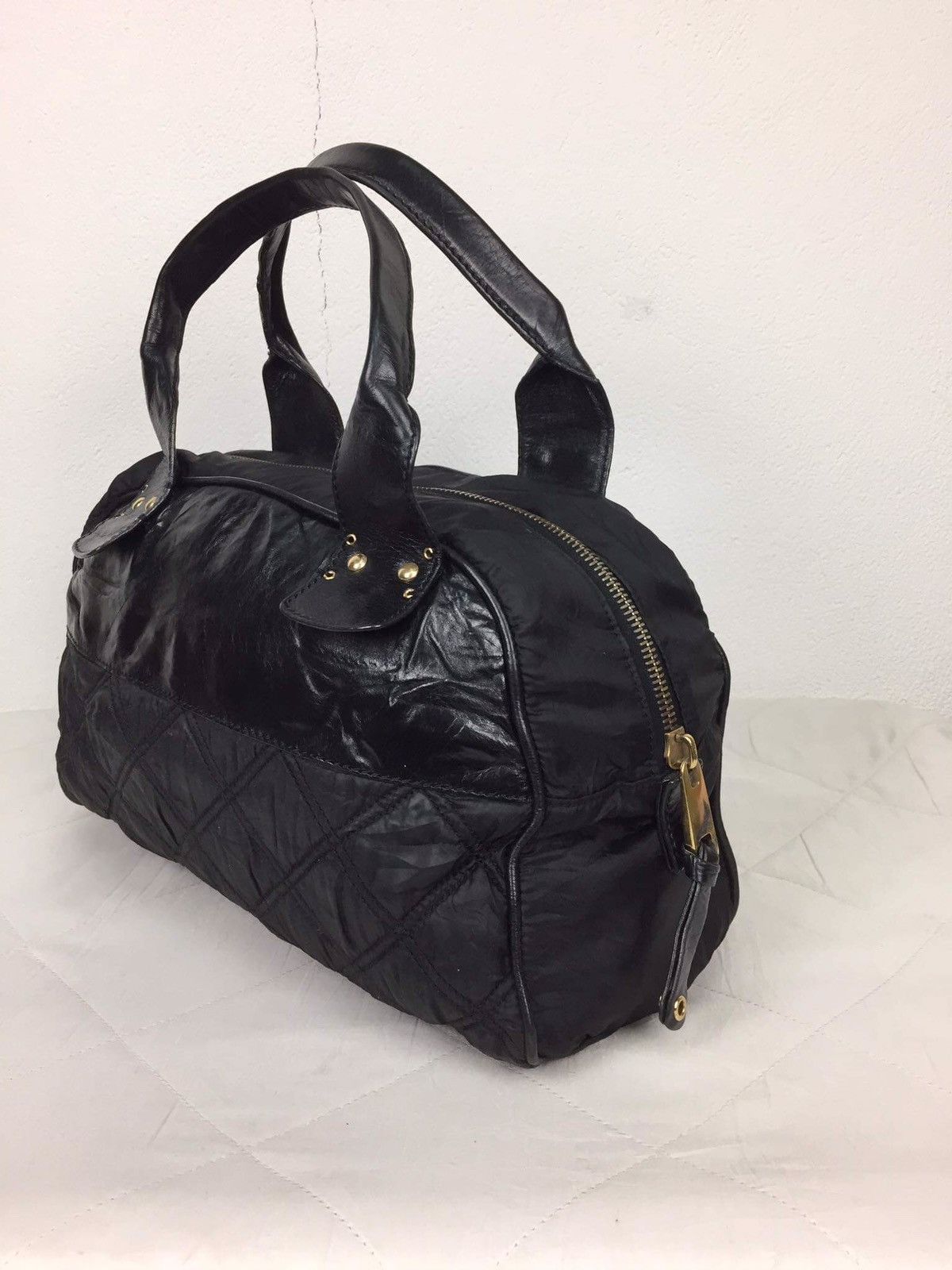 Marc Jacobs Marc Jacobs Black Leather Logo Bowler Tote Bag Size ONE SIZE - 7 Thumbnail