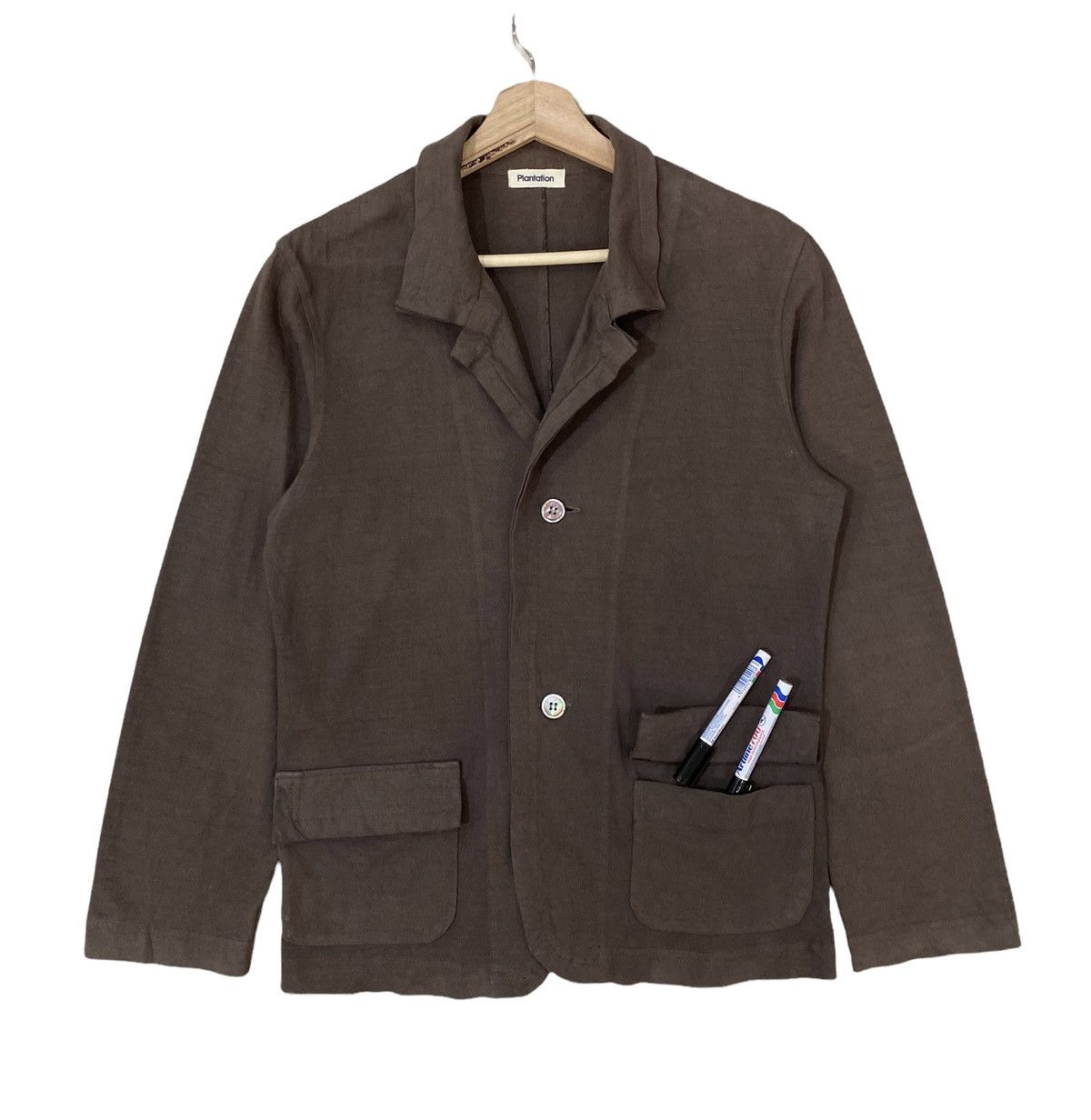 Designer × Issey Miyake 🇯🇵 PLANTATION ISSEY MIYAKE BROWN TWO POCKET JACKET Size US S / EU 44-46 / 1 - 1 Thumbnail