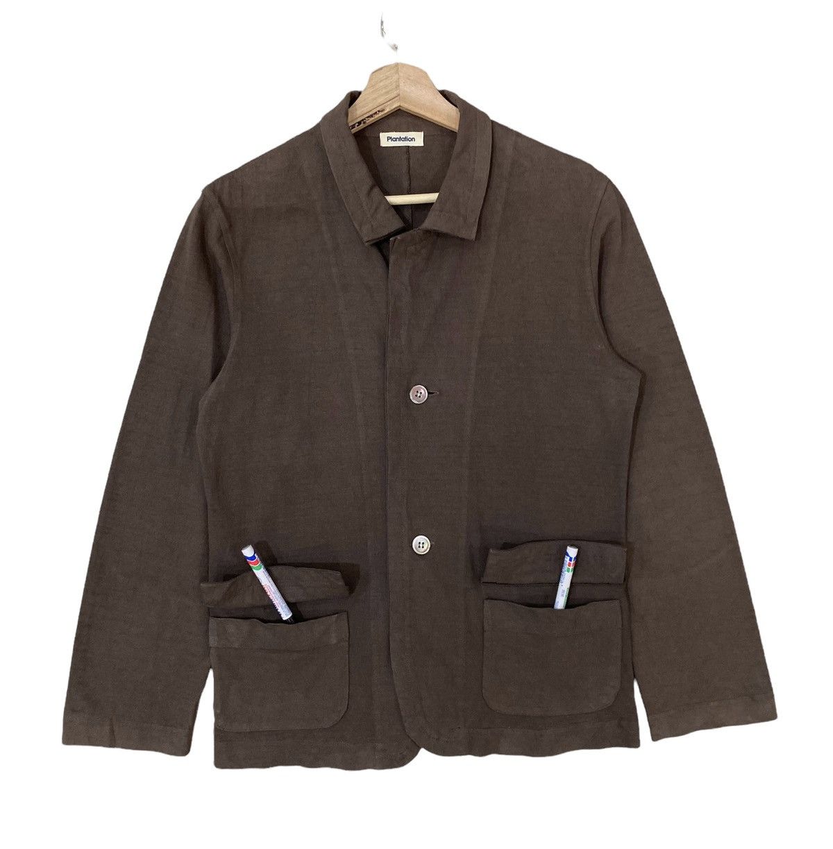 Designer × Issey Miyake 🇯🇵 PLANTATION ISSEY MIYAKE BROWN TWO POCKET JACKET Size US S / EU 44-46 / 1 - 3 Thumbnail