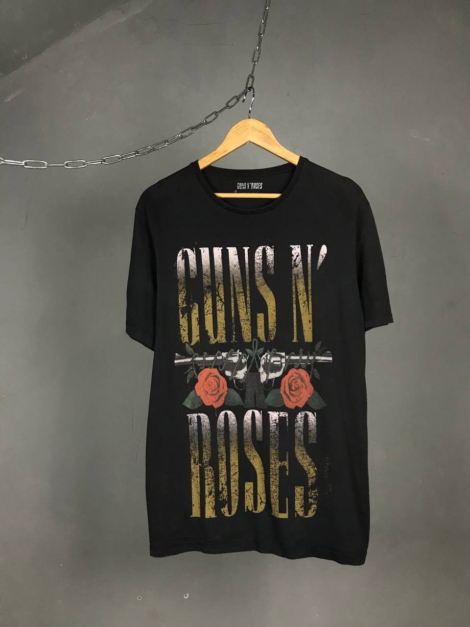 GUNS N' ROSES Guns N' Roses Band T-shirt Band Tee Men's M size cotton black type Vintage Second Hand