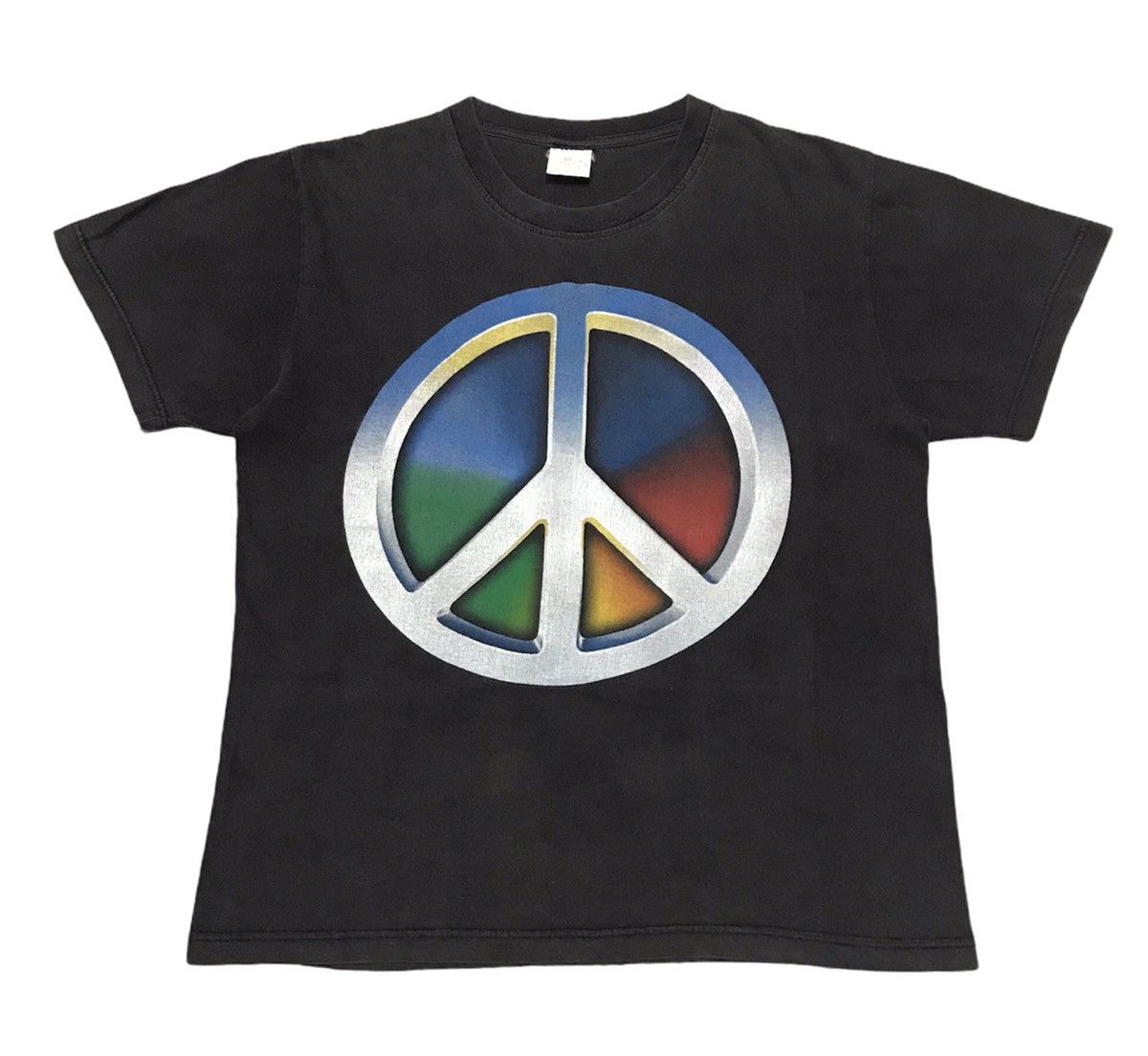 Japanese Brand 90s Vintage Sunfaded Old School Peace Sign Tee Size US M / EU 48-50 / 2 - 1 Thumbnail
