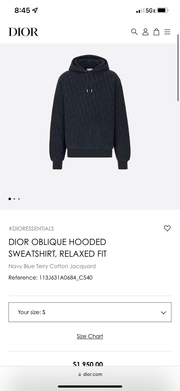 Dior Oblique Relaxed-Fit Hooded Sweatshirt Blue Terry Cotton