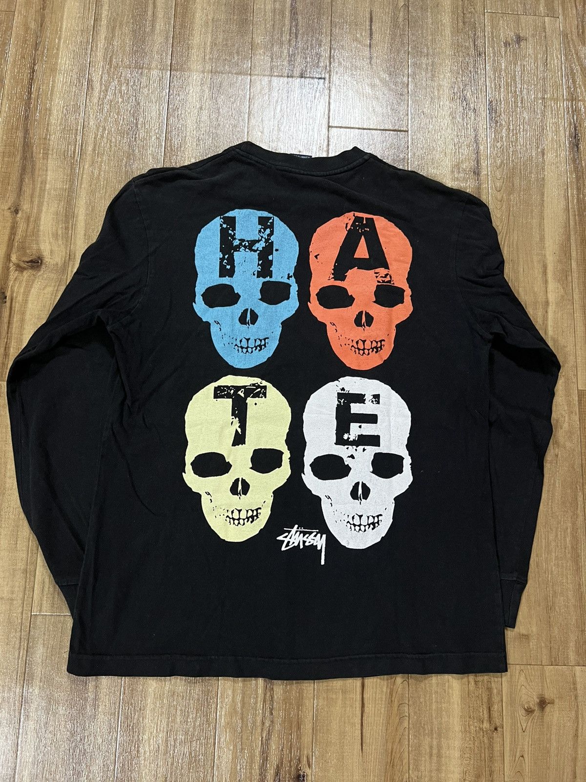 Stussy Sussy Vintage Love Hate Skull Long Tee | Grailed