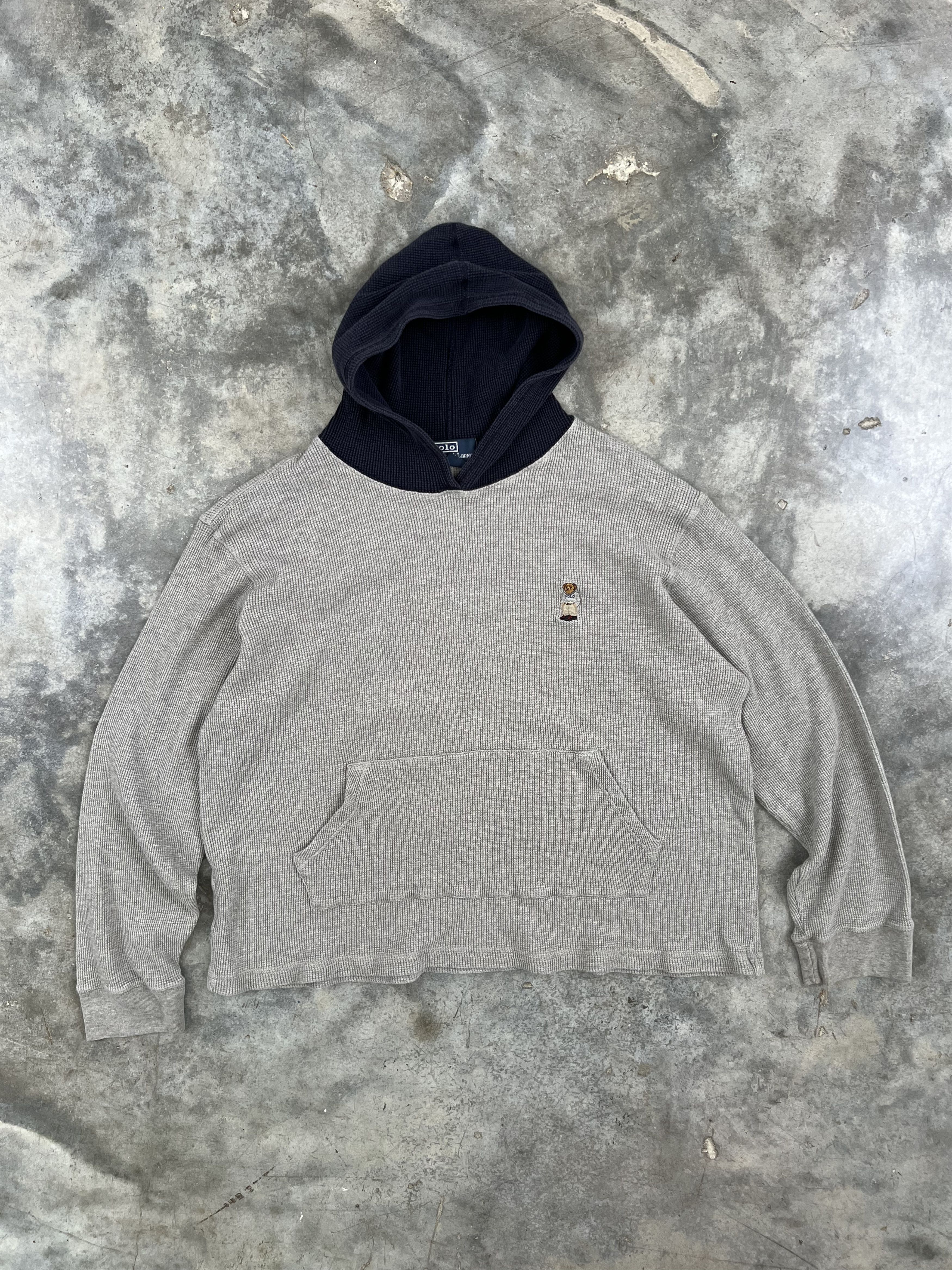 Vintage 90s Polo Ralph Lauren Thermal XXL Two Tone Hoodie