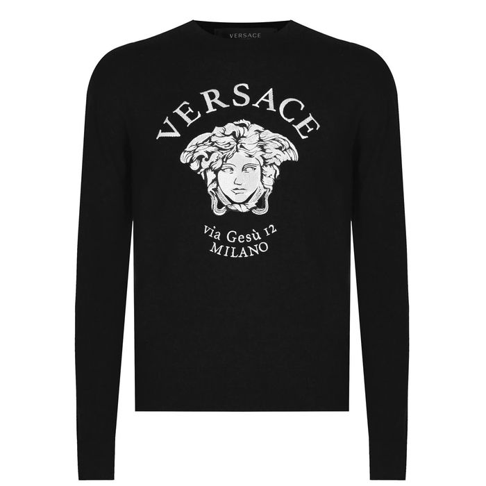 Versace Versace Medusa Via Gesu Milano Knit Sweater Black Size 48 | Grailed