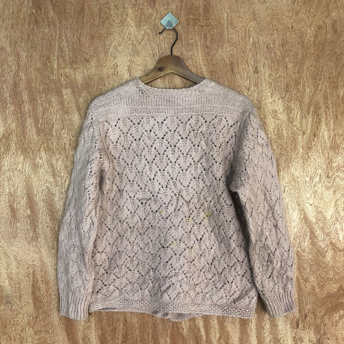 Homespun Knitwear Japan Pink crochet meshnet Shaggy Cardigan knitwear #H318 Size US S / EU 44-46 / 1 - 12 Thumbnail