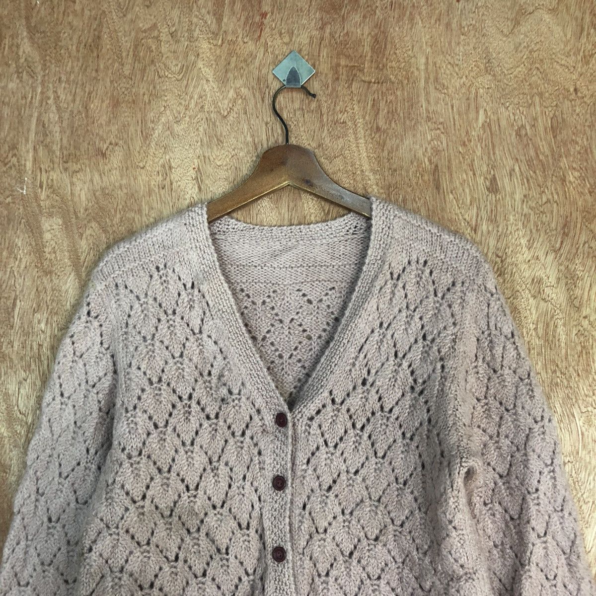 Homespun Knitwear Japan Pink crochet meshnet Shaggy Cardigan knitwear #H318 Size US S / EU 44-46 / 1 - 9 Thumbnail