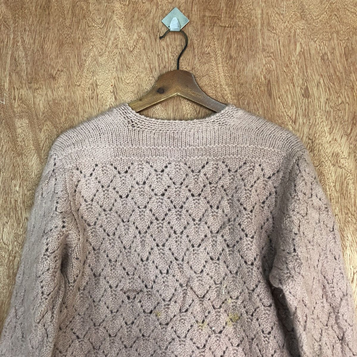 Homespun Knitwear Japan Pink crochet meshnet Shaggy Cardigan knitwear #H318 Size US S / EU 44-46 / 1 - 11 Thumbnail