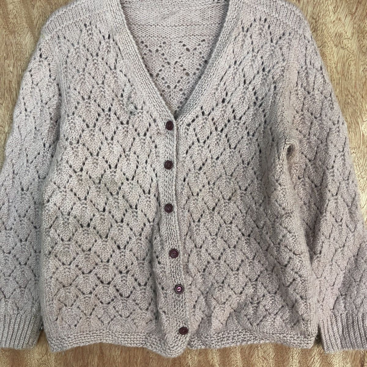 Homespun Knitwear Japan Pink crochet meshnet Shaggy Cardigan knitwear #H318 Size US S / EU 44-46 / 1 - 8 Thumbnail