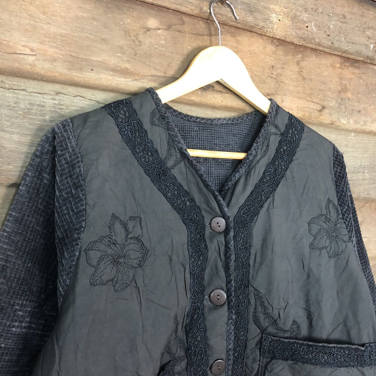 Homespun Knitwear Japan embroidered flower art knitwear Cardigan #H355 Size US M / EU 48-50 / 2 - 6 Thumbnail