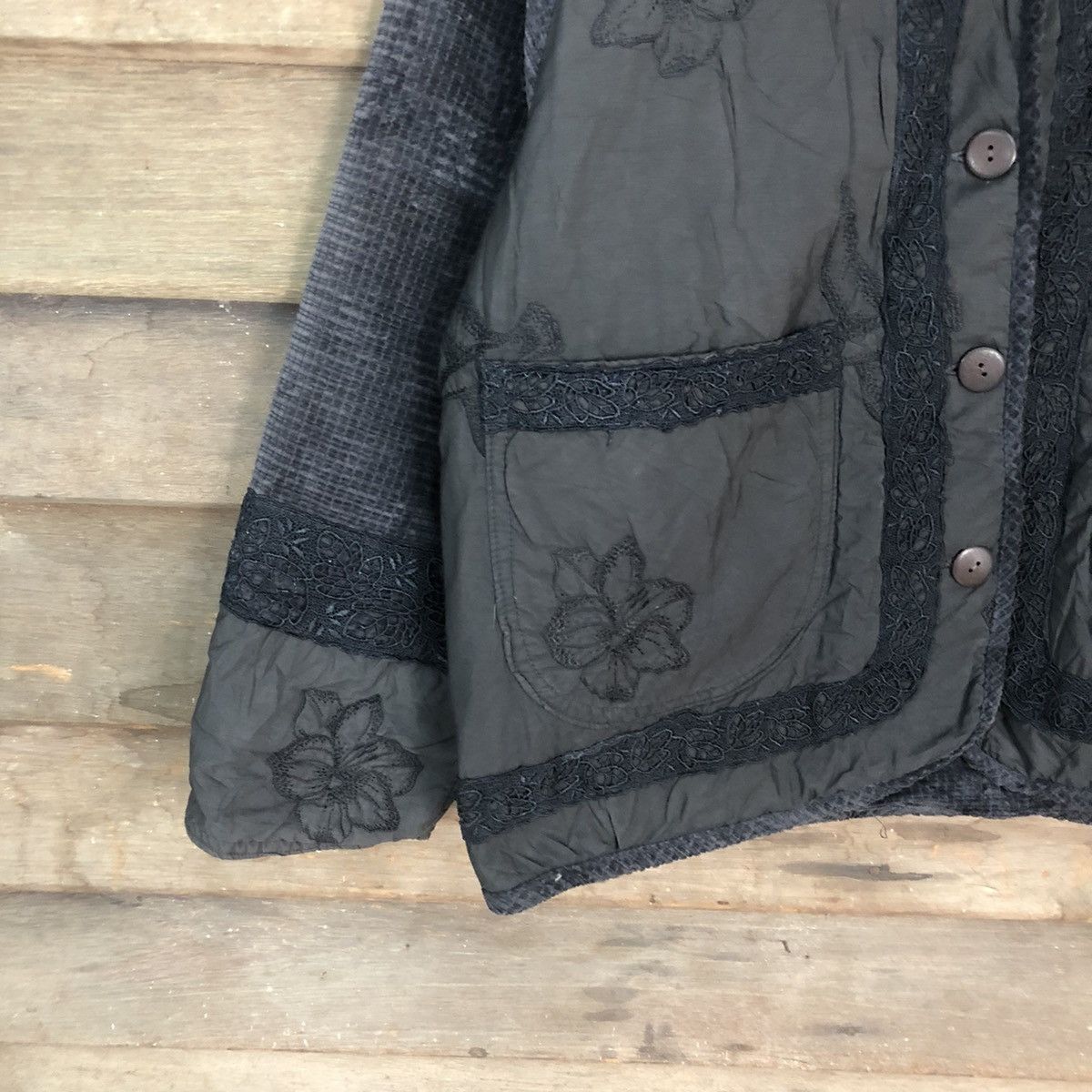 Homespun Knitwear Japan embroidered flower art knitwear Cardigan #H355 Size US M / EU 48-50 / 2 - 4 Thumbnail