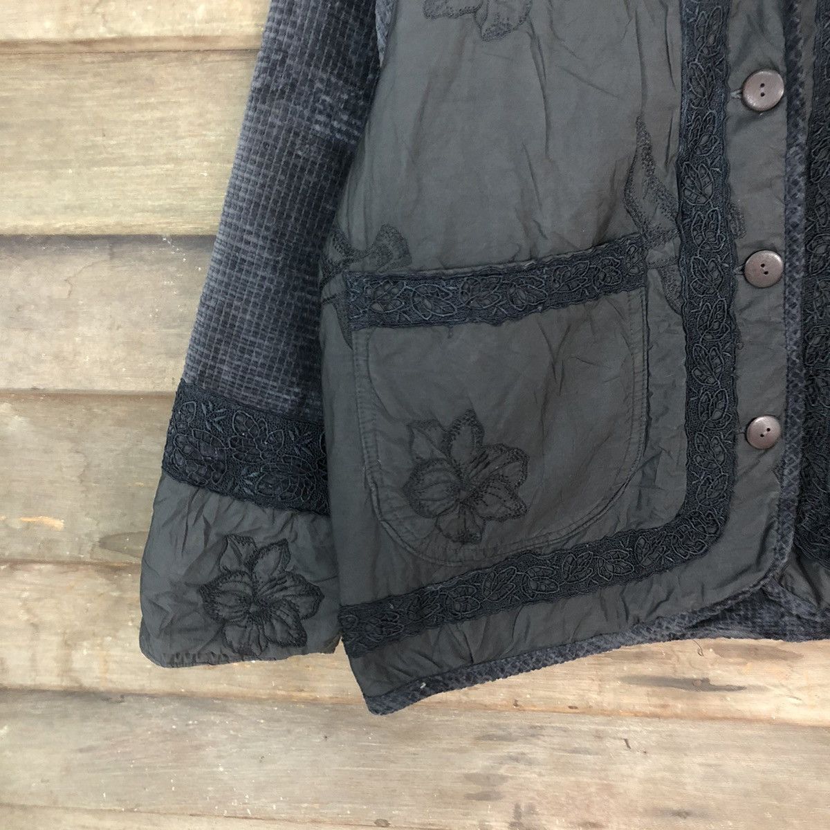 Homespun Knitwear Japan embroidered flower art knitwear Cardigan #H355 Size US M / EU 48-50 / 2 - 7 Thumbnail