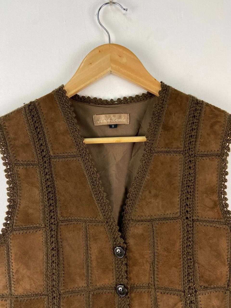 Japanese Brand Japanese Brand Crochet Patchwork Brown Jacket Vest Size US S / EU 44-46 / 1 - 3 Thumbnail