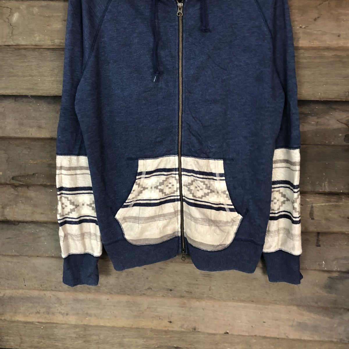 Japanese Brand × Vintage Retro Grade patchwork art sweater Blue Hoodie #6835 Size US L / EU 52-54 / 3 - 3 Thumbnail