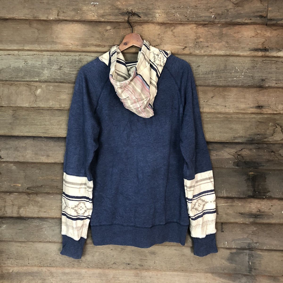 Japanese Brand × Vintage Retro Grade patchwork art sweater Blue Hoodie #6835 Size US L / EU 52-54 / 3 - 8 Thumbnail