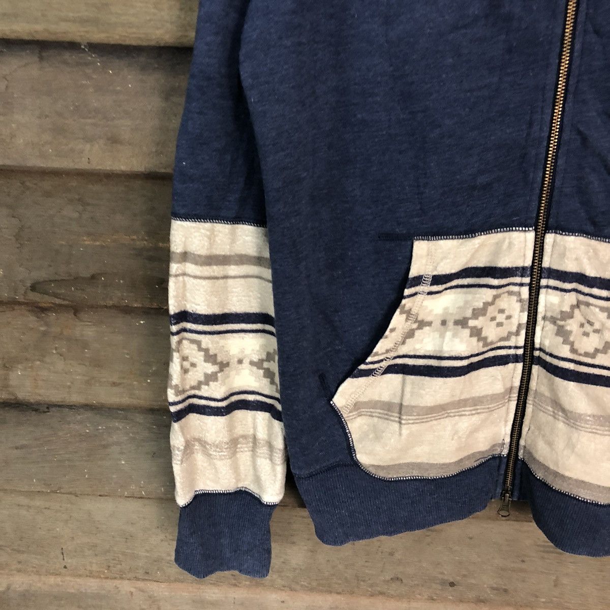 Japanese Brand × Vintage Retro Grade patchwork art sweater Blue Hoodie #6835 Size US L / EU 52-54 / 3 - 4 Thumbnail