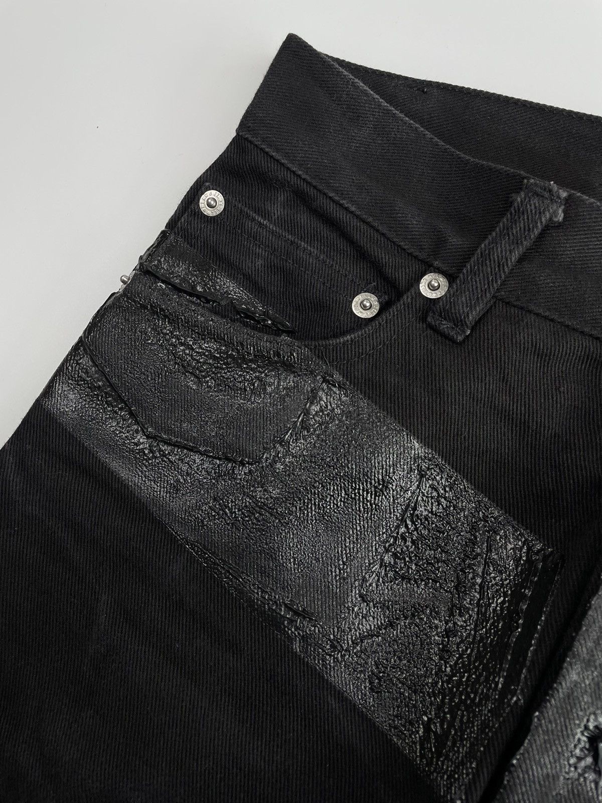 Helmut Lang Achive! 1997 Rubber Striped Holster Black Denim Size US 28 / EU 44 - 11 Thumbnail