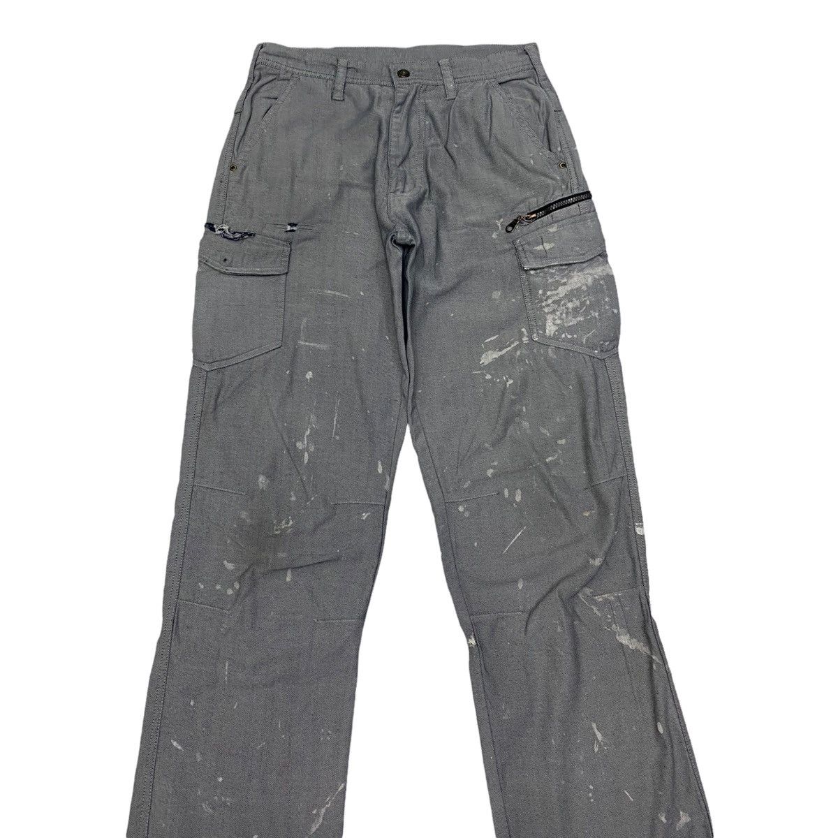Japanese Brand RARE🔥AZITO JAPAN DISTRESS PAINT MULTI POCKET CARGO PANTS Size US 31 - 5 Thumbnail