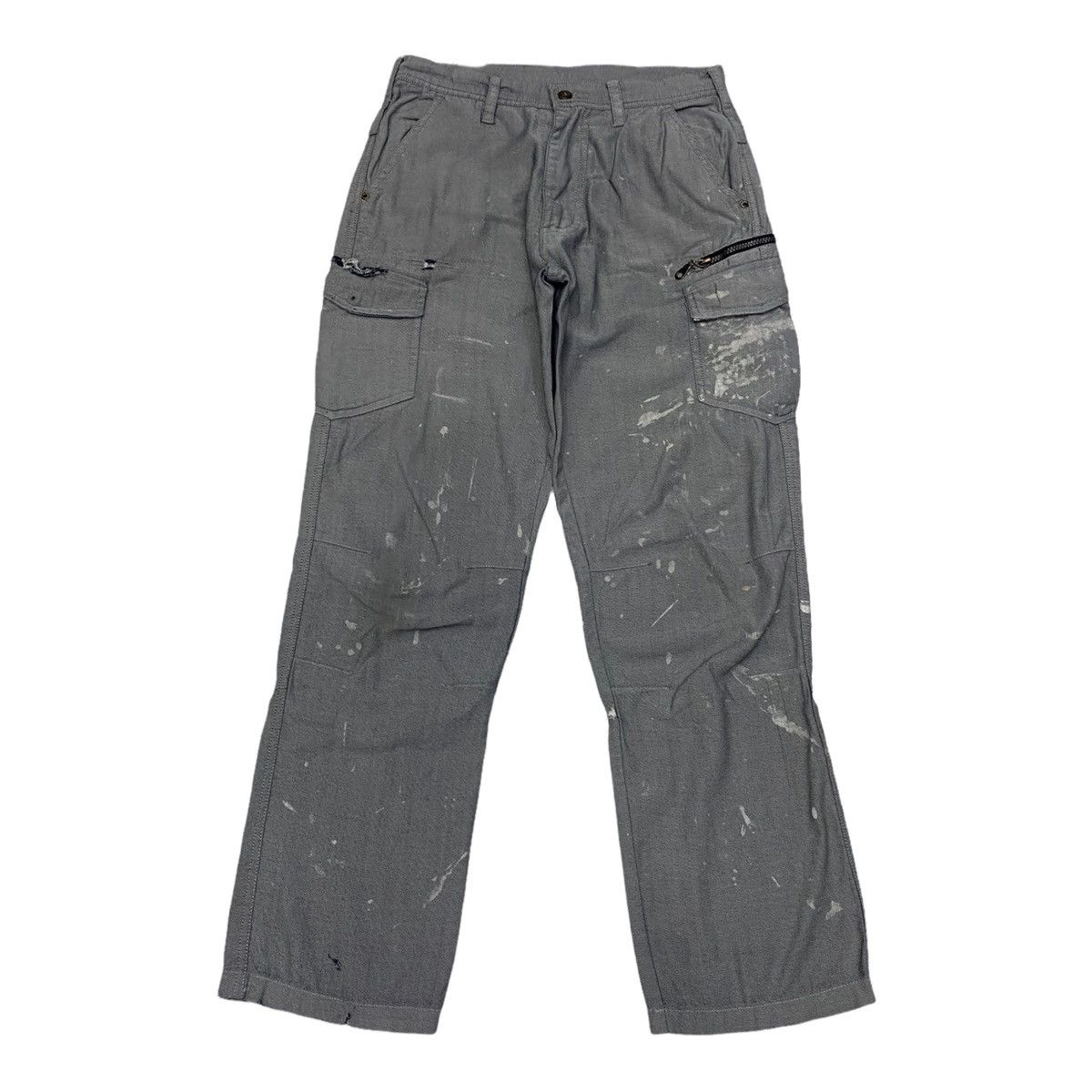 Japanese Brand RARE🔥AZITO JAPAN DISTRESS PAINT MULTI POCKET CARGO PANTS Size US 31 - 10 Thumbnail
