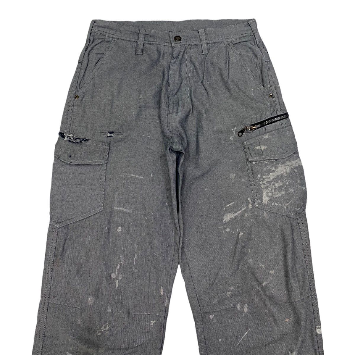 Japanese Brand RARE🔥AZITO JAPAN DISTRESS PAINT MULTI POCKET CARGO PANTS Size US 31 - 7 Thumbnail