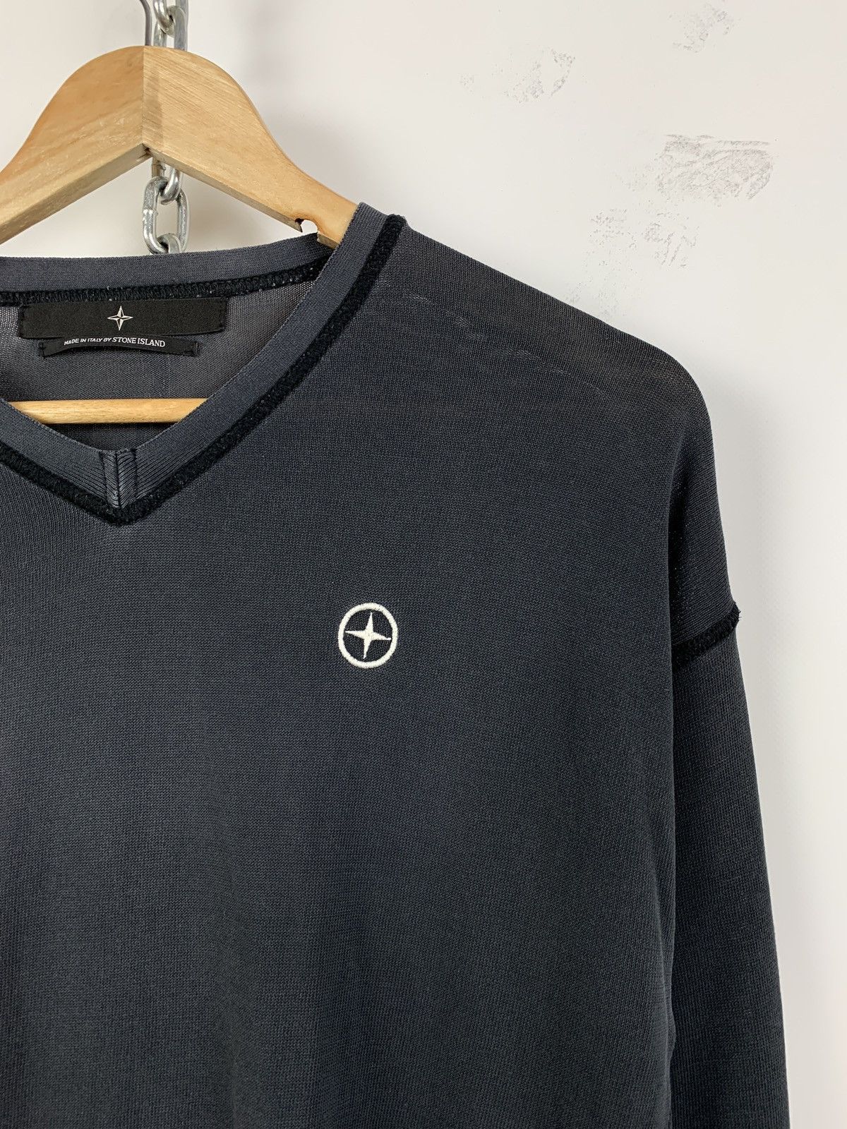 Stone Island Vintage Stone Island Denims Faded V-Neck Long Sleeve Shirt Size US L / EU 52-54 / 3 - 7 Thumbnail