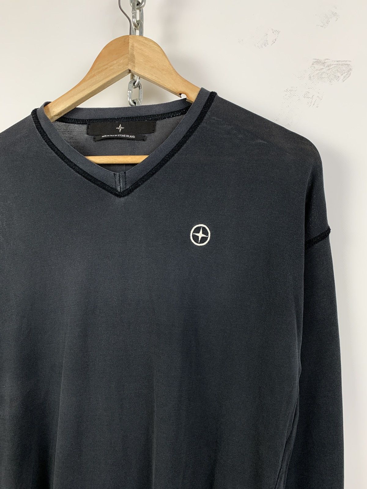 Stone Island Vintage Stone Island Denims Faded V-Neck Long Sleeve Shirt Size US L / EU 52-54 / 3 - 5 Thumbnail