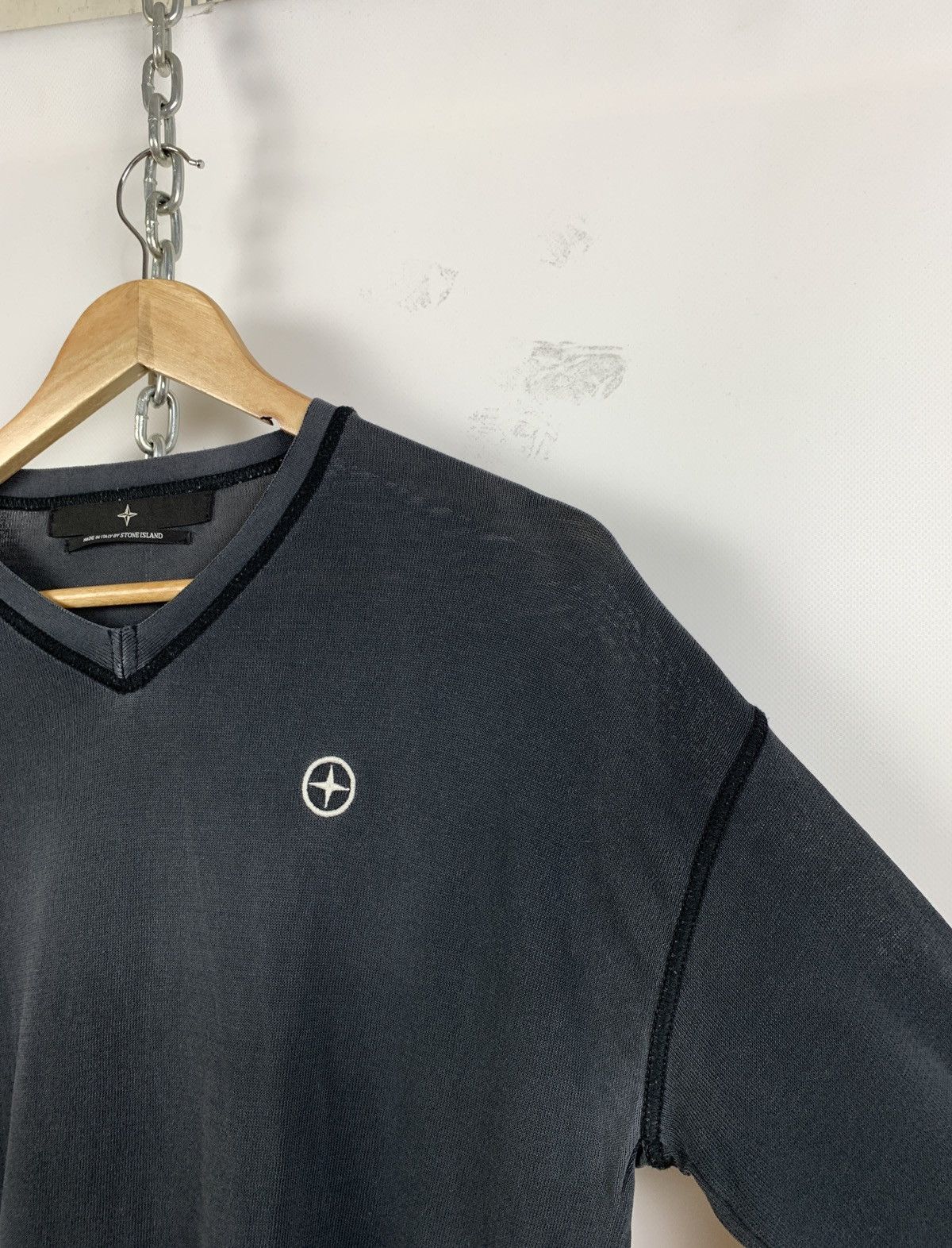 Stone Island Vintage Stone Island Denims Faded V-Neck Long Sleeve Shirt Size US L / EU 52-54 / 3 - 15 Thumbnail