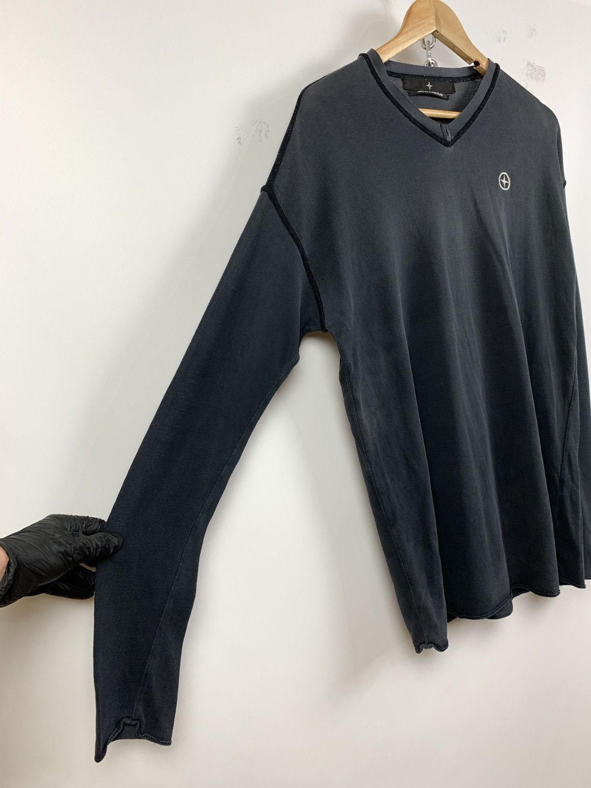 Stone Island Vintage Stone Island Denims Faded V-Neck Long Sleeve Shirt Size US L / EU 52-54 / 3 - 11 Thumbnail