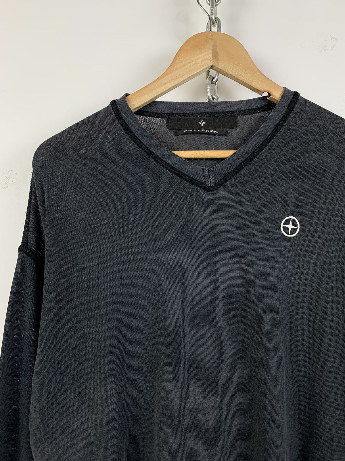 Stone Island Vintage Stone Island Denims Faded V-Neck Long Sleeve Shirt Size US L / EU 52-54 / 3 - 6 Thumbnail