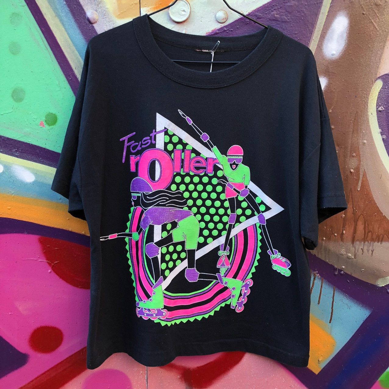 Vintage 80s Roller Blade Roller Skate Shirt neon vintage rave retro Size US M / EU 48-50 / 2 - 2 Thumbnail