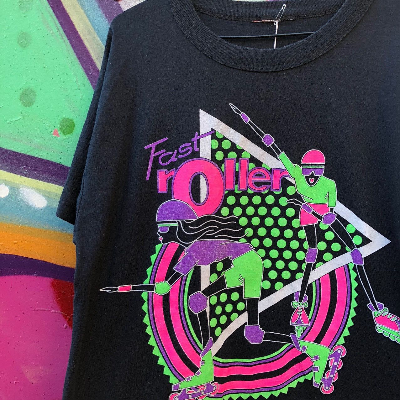 Vintage 80s Roller Blade Roller Skate Shirt neon vintage rave retro Size US M / EU 48-50 / 2 - 1 Thumbnail