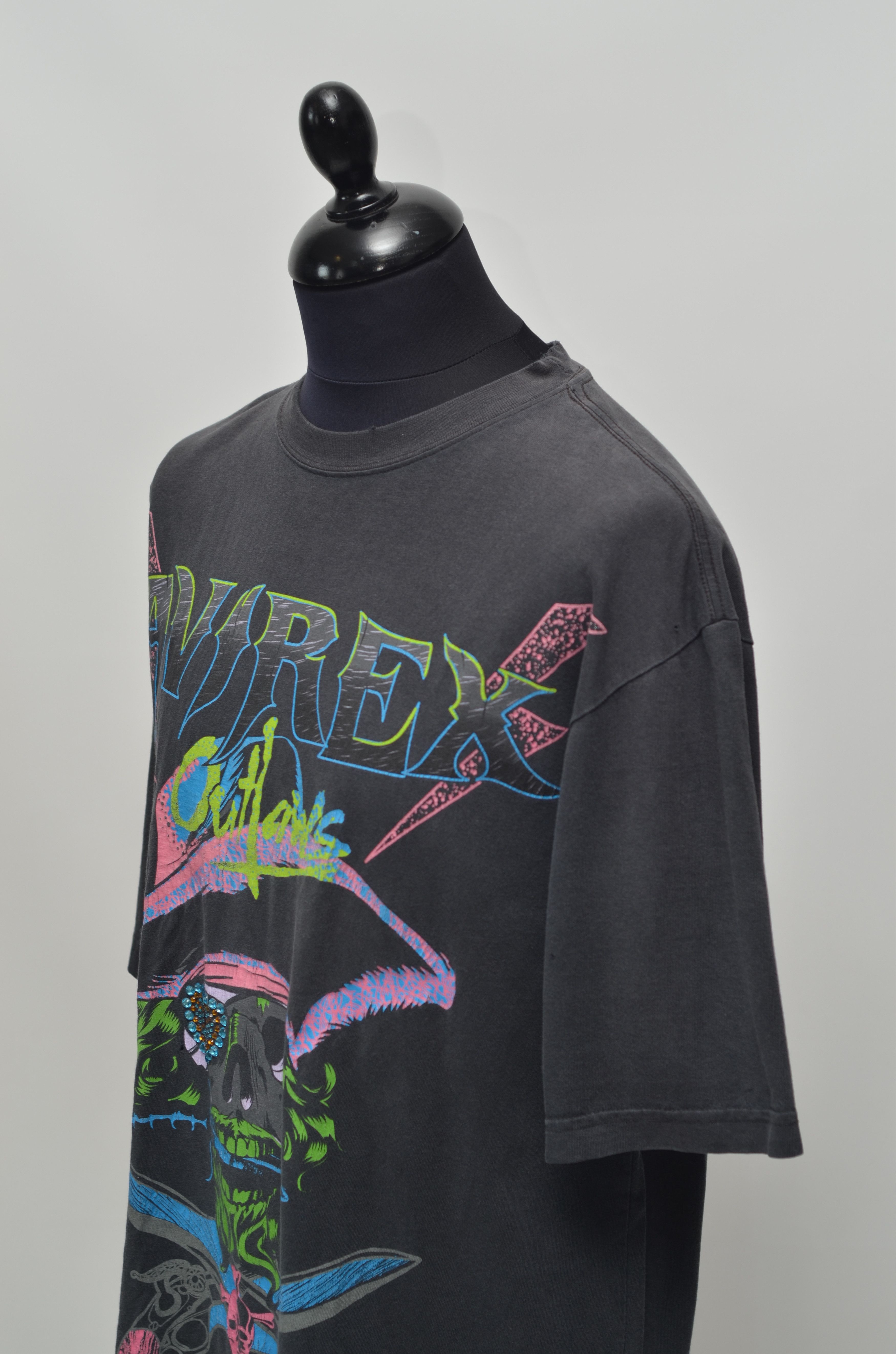 AVIREX Vintage Big Pirate Print Tee Shirt Made in Mexico