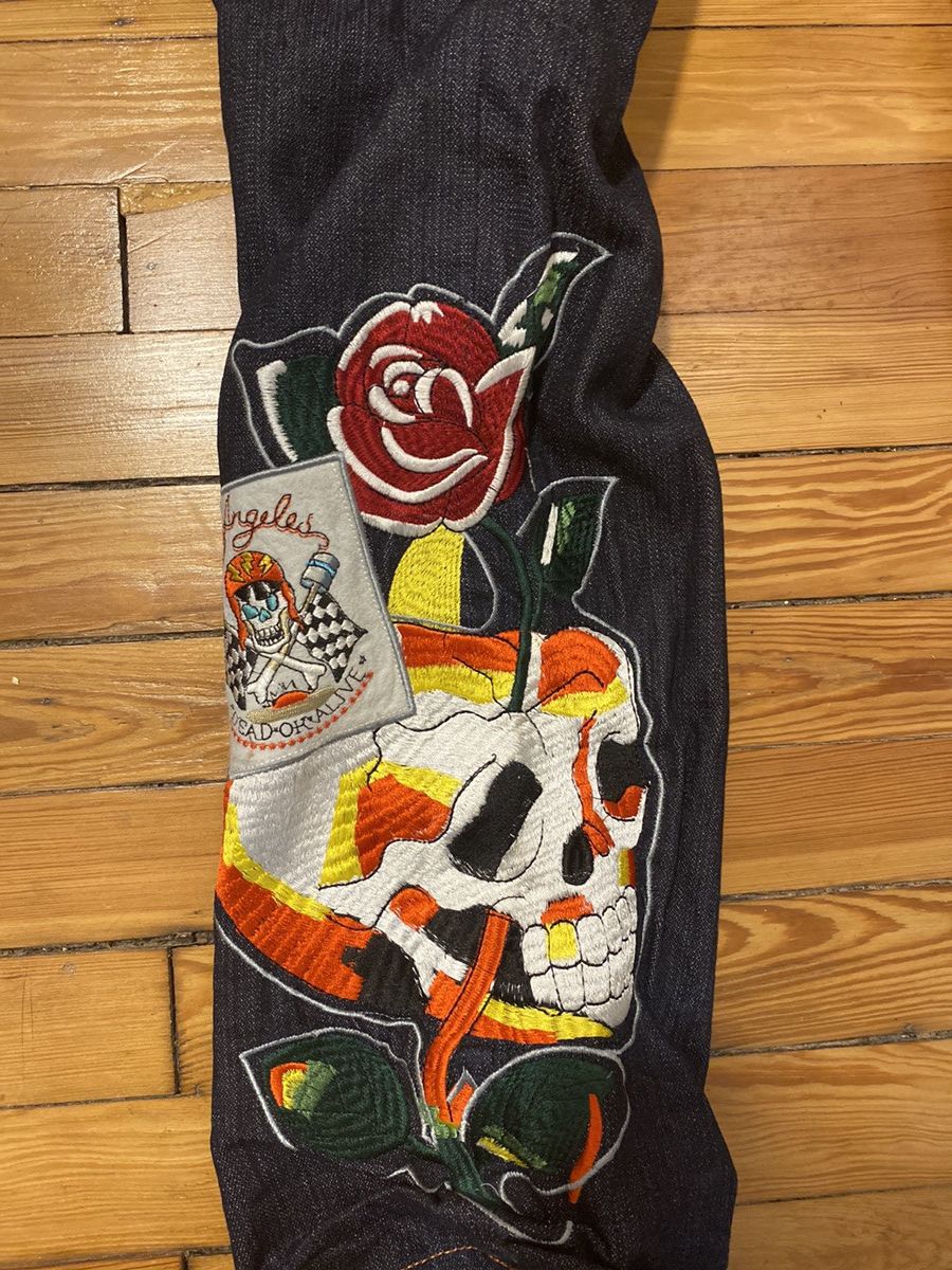 Christian Audigier × Ed Hardy × Vintage Ed hardy embroidered jeans Size US 34 / EU 50 - 4 Thumbnail
