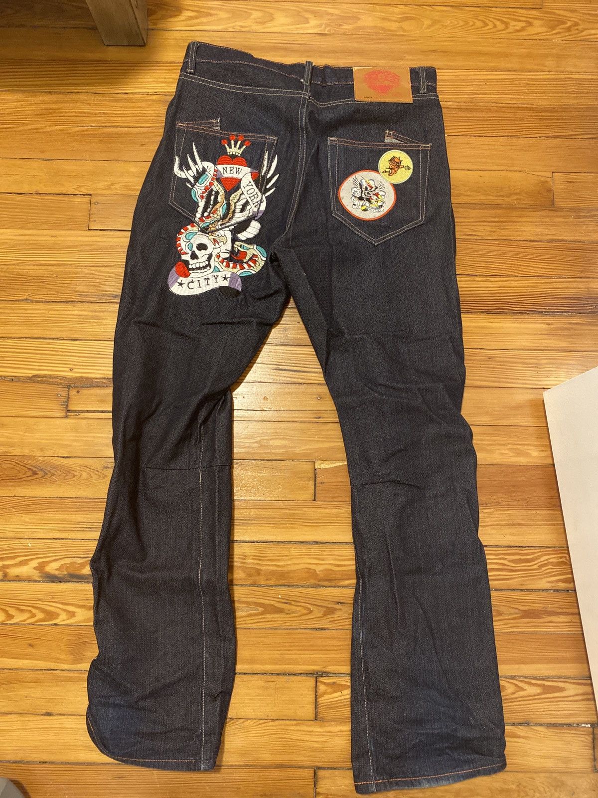 Christian Audigier × Ed Hardy × Vintage Ed hardy embroidered jeans Size US 34 / EU 50 - 6 Thumbnail