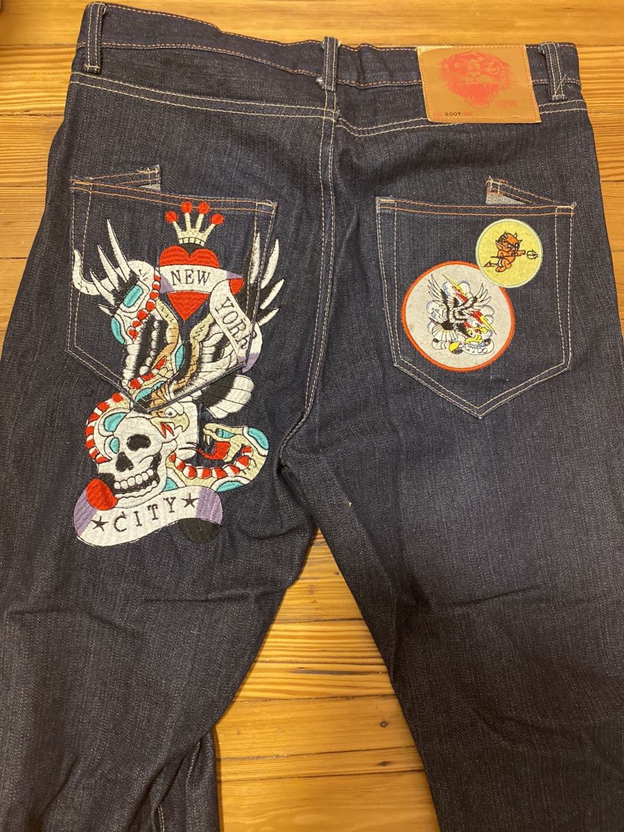 Christian Audigier × Ed Hardy × Vintage Ed hardy embroidered jeans Size US 34 / EU 50 - 5 Thumbnail