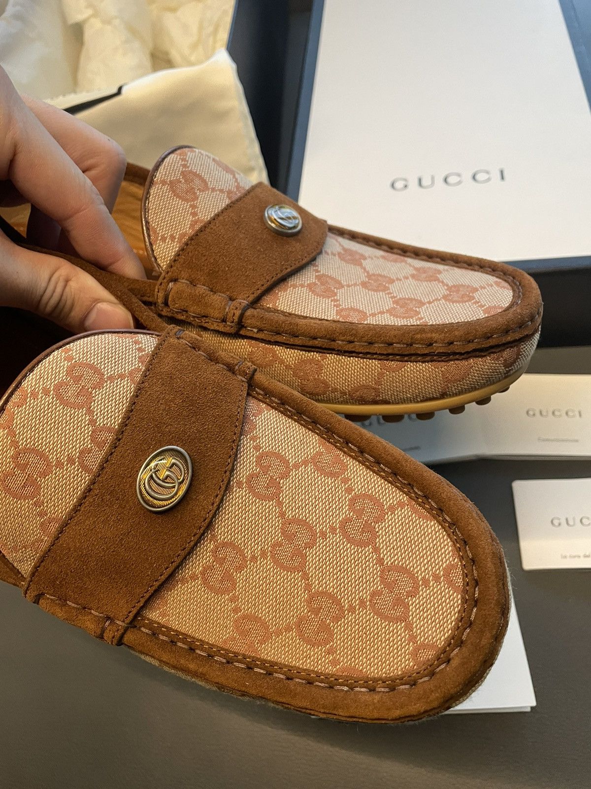 Gucci Rare Brand New Super Runway Suede Leather GG Logo Loafer Size US 10.5 / EU 43-44 - 20 Thumbnail