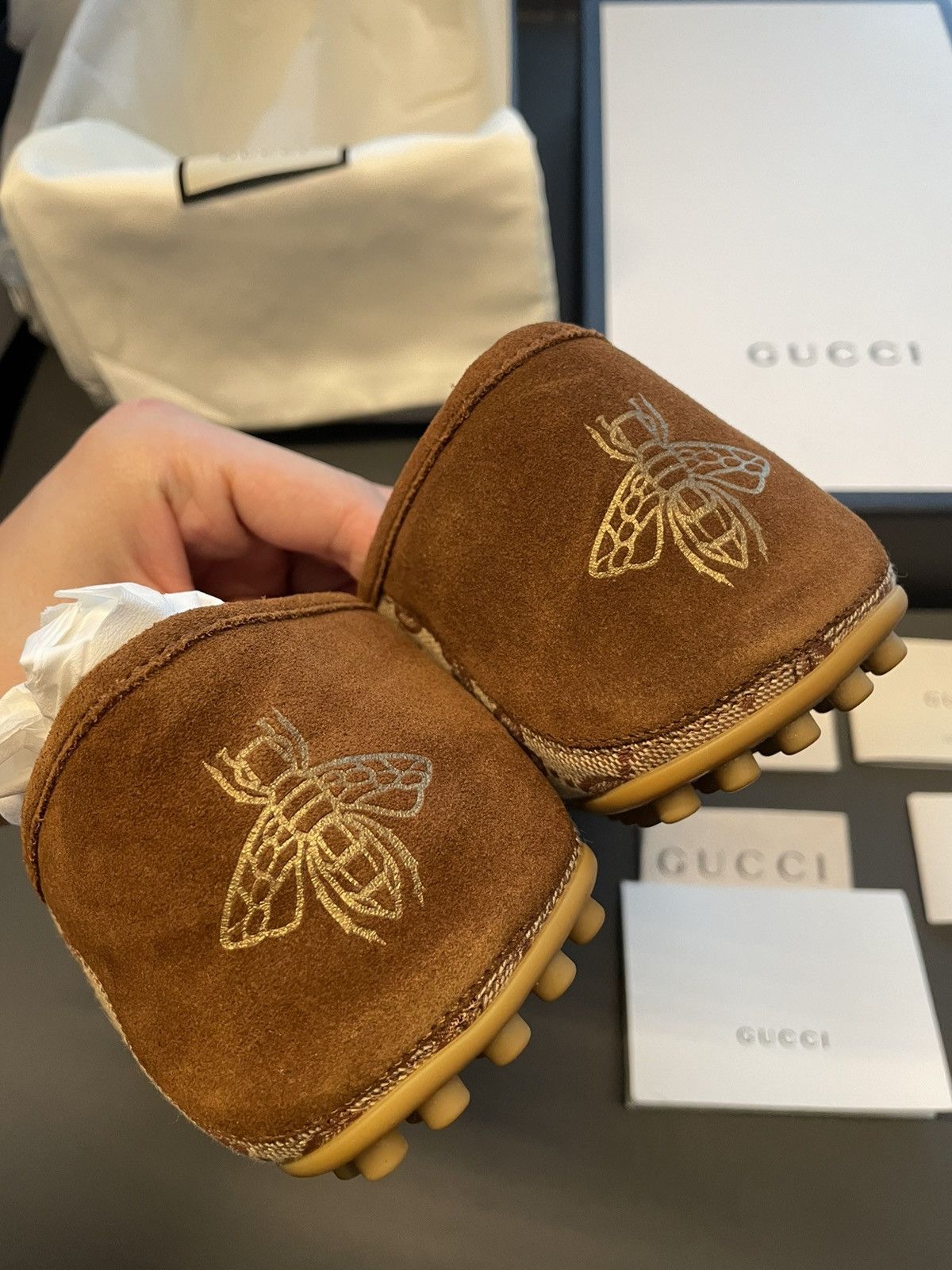 Gucci Rare Brand New Super Runway Suede Leather GG Logo Loafer Size US 10.5 / EU 43-44 - 8 Thumbnail