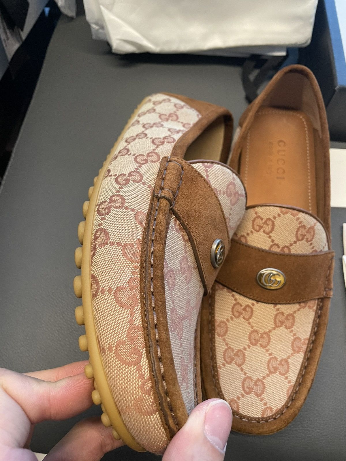 Gucci Rare Brand New Super Runway Suede Leather GG Logo Loafer Size US 10.5 / EU 43-44 - 17 Thumbnail