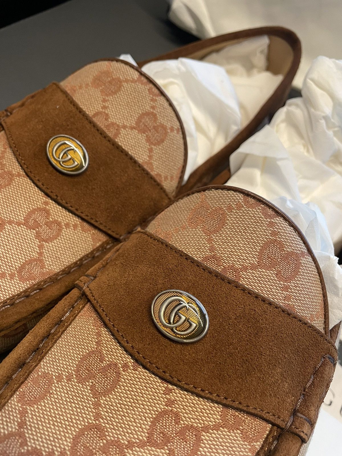 Gucci Rare Brand New Super Runway Suede Leather GG Logo Loafer Size US 10.5 / EU 43-44 - 21 Thumbnail