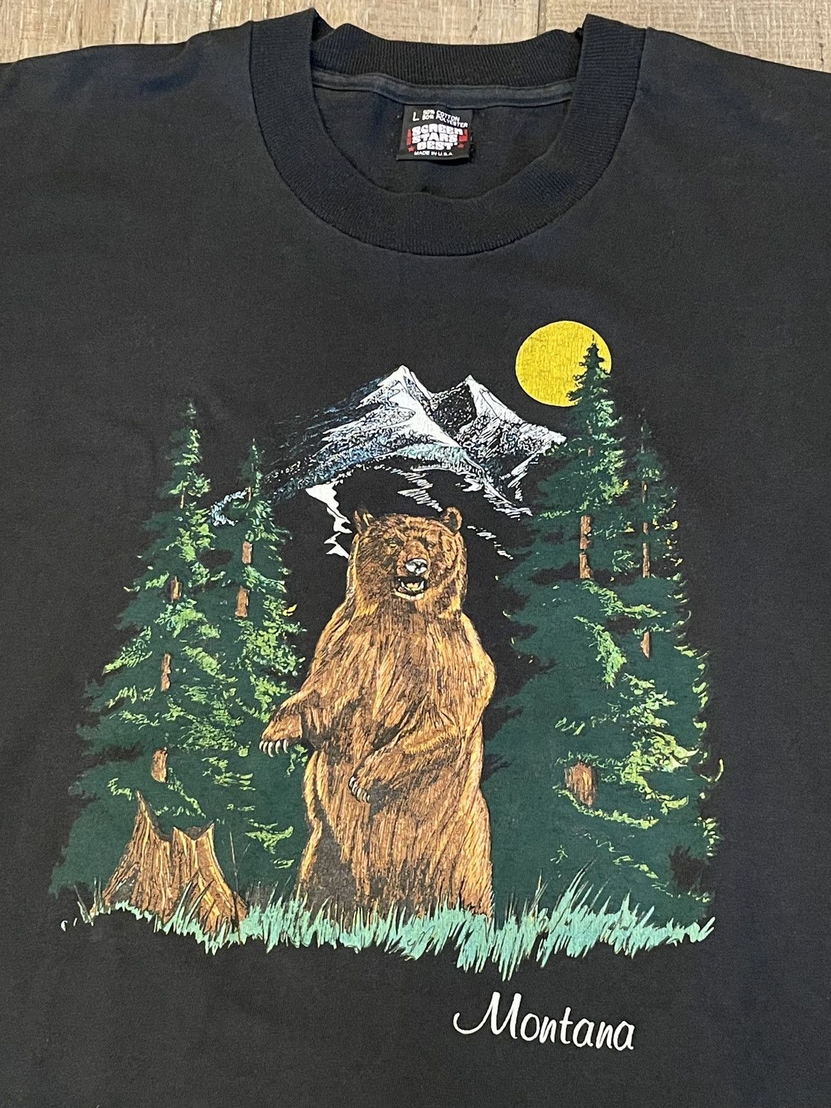 Vintage Vintage 90s Montana Bear Nature Wildlife Tee - Large Size US L / EU 52-54 / 3 - 5 Thumbnail