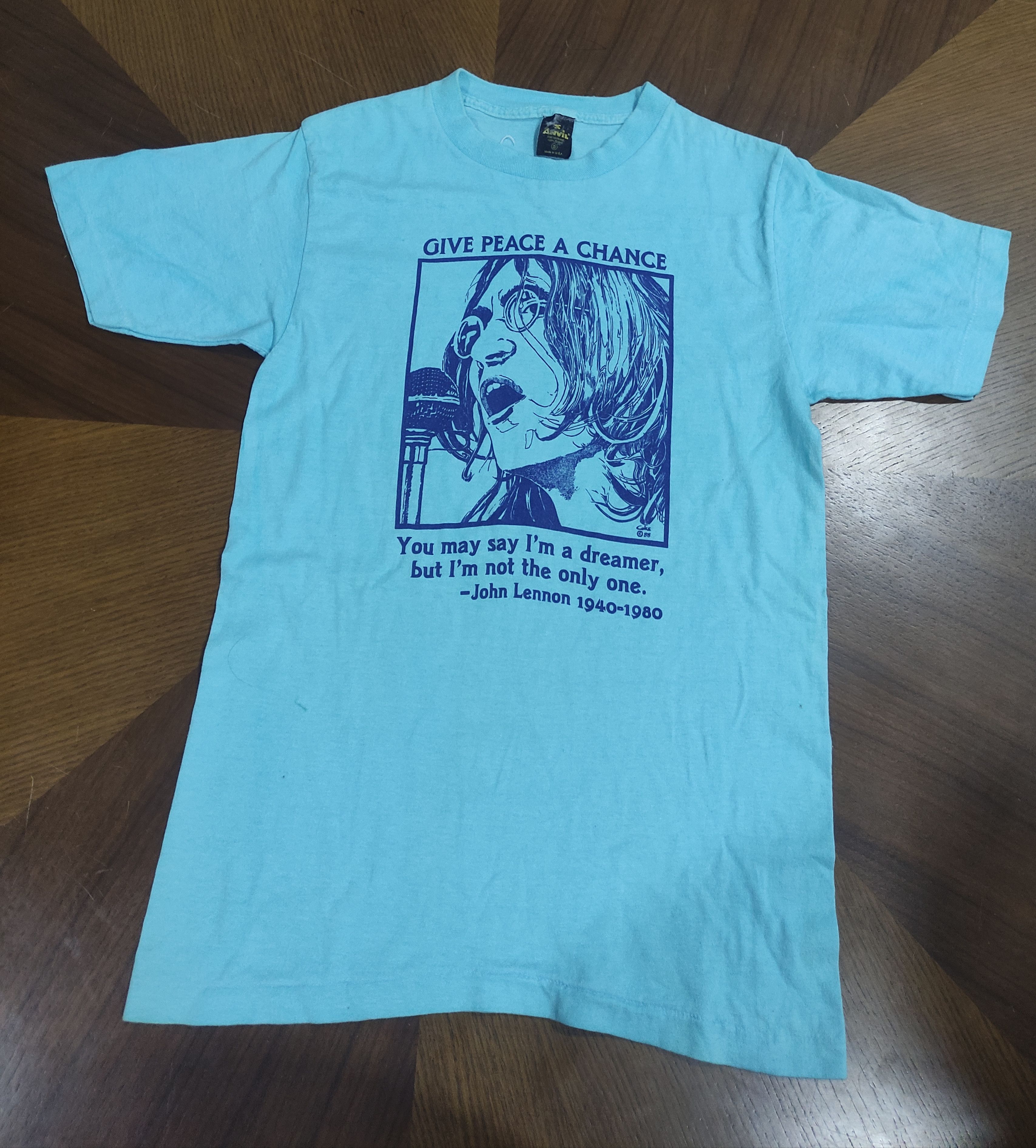 Anvil very rare!!!! 80s vintage JOHN LENNON Give Peace a Chance Size US S / EU 44-46 / 1 - 1 Thumbnail