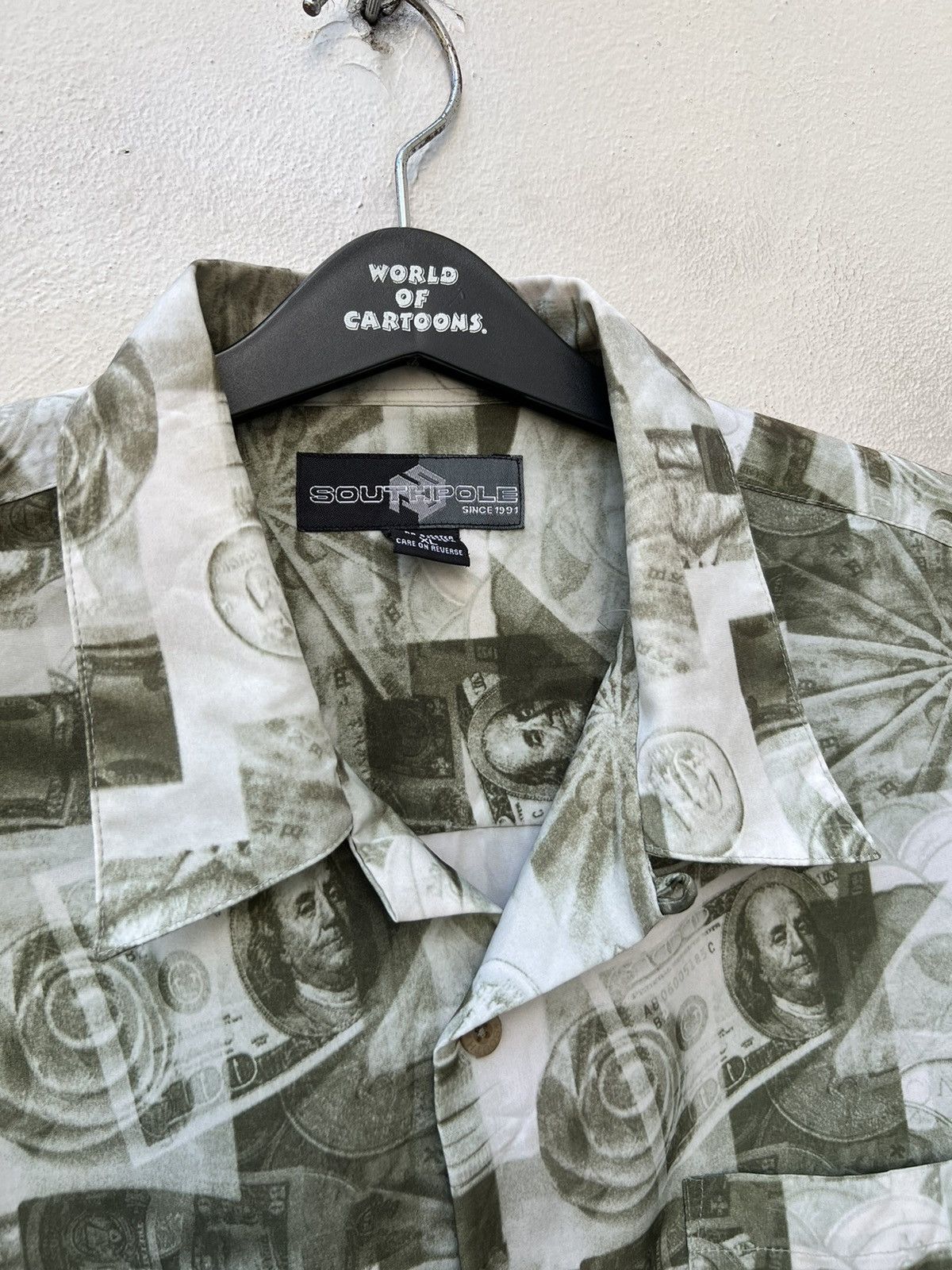 Southpole Vintage 90s SouthPole Benjamin Franklin Dollar Notes Shirt Size US XL / EU 56 / 4 - 6 Thumbnail