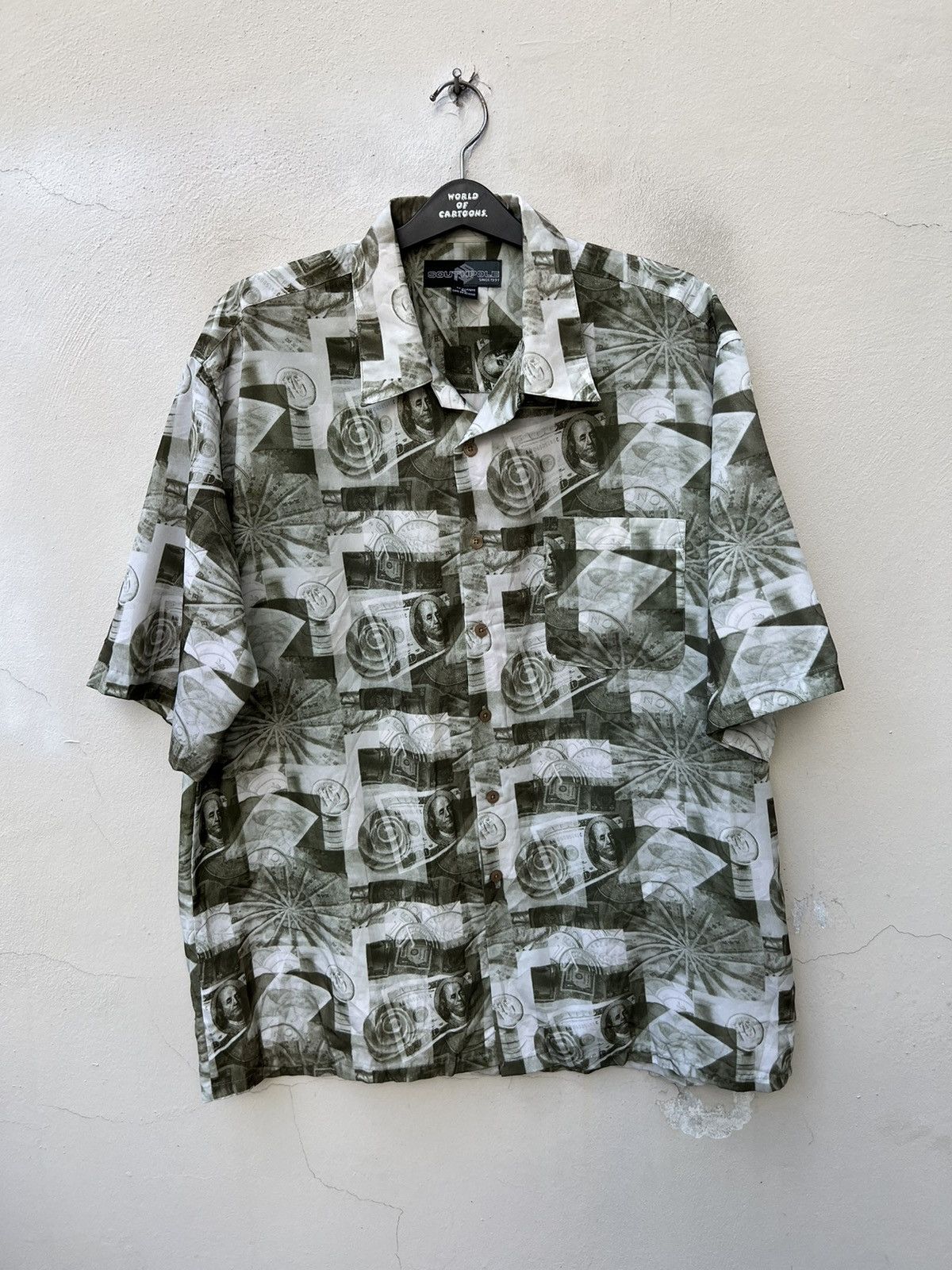 Southpole Vintage 90s SouthPole Benjamin Franklin Dollar Notes Shirt Size US XL / EU 56 / 4 - 5 Thumbnail