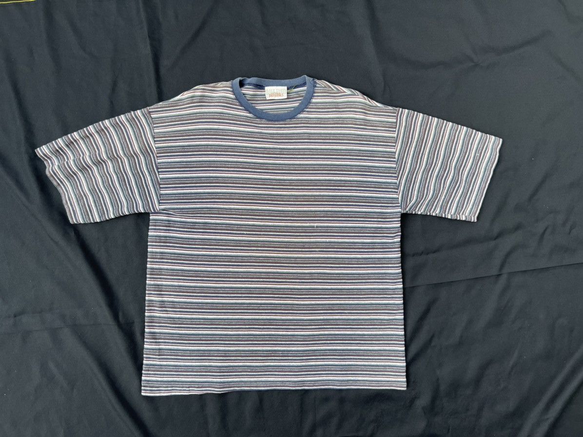 Vintage Vintage 90s Bale Dyed Usa Stripe t shirt Skate Surf Grunge Size US L / EU 52-54 / 3 - 1 Thumbnail