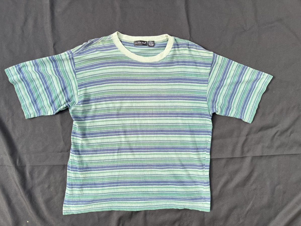 Anchor Blue Vintage 90s Anchor Blue Faded Striped t shirt Skate Surfing Size US L / EU 52-54 / 3 - 1 Thumbnail